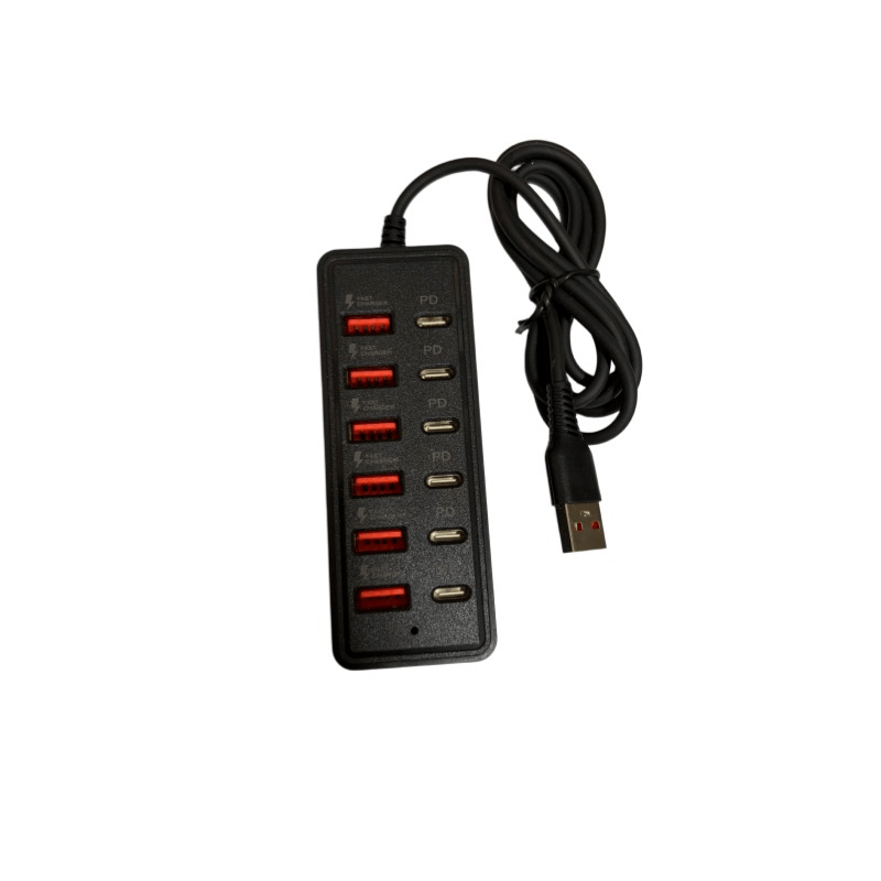 TEMU Multipresa 12-in-1 da 66W, 6 Porte USB e 6 Porte di Ricarica Rapida Type-C, Multifunzione Type-C/Multi-Output, USB-C, di Alimentazione con Porte