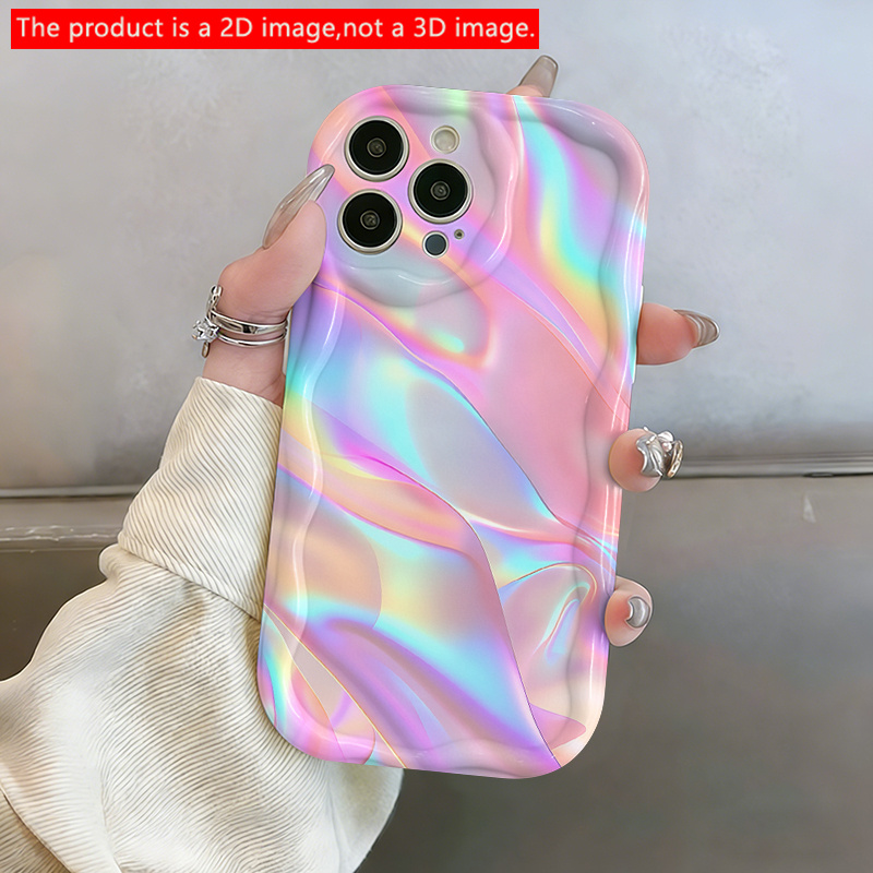 TEMU Phone Case: 2d Holographic Gradient Iridescent Phone Case | Laser Edition, Suitable For Iphone