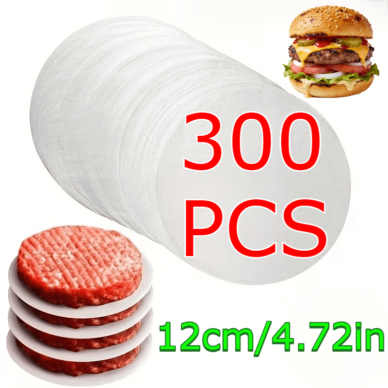 E-shop 300 Stück vorgeschnittene -Haft-Hamburger-Papiere - 4,72 Zoll Premium Patty-Trennblätter für Gefrier- Pressburger, Küchenhelfer,