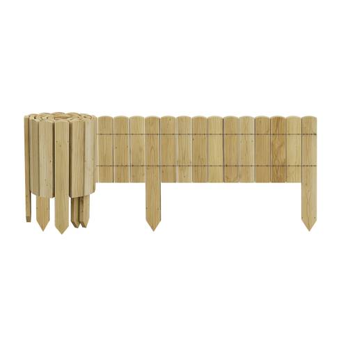 flexibler holz-palisaden-rollenrand, 200 x 10/ /40 cm, natürlicher holz-gartenbegrenzer, dekorativer rasen- & blumenbeetrand, einfach zu installierender rasen- & pflanzenbeetzaun für den garten, natur/