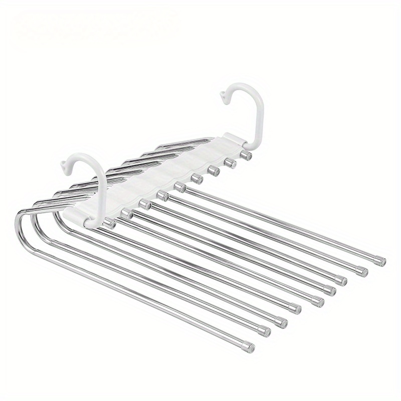 stainless steel folding trouser hanger multi functional multi layer trouser hanger   seamless trouser hanger wardrobe storage hanger details 0