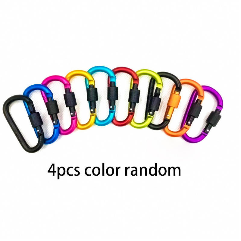 TEMU 4 Random Color D-shaped Rings, Outdoor Hooks, High-quality Thickened Buckles, Quick-release Hooks, Aluminum Alloy Backpack Buckles, Key Rings,