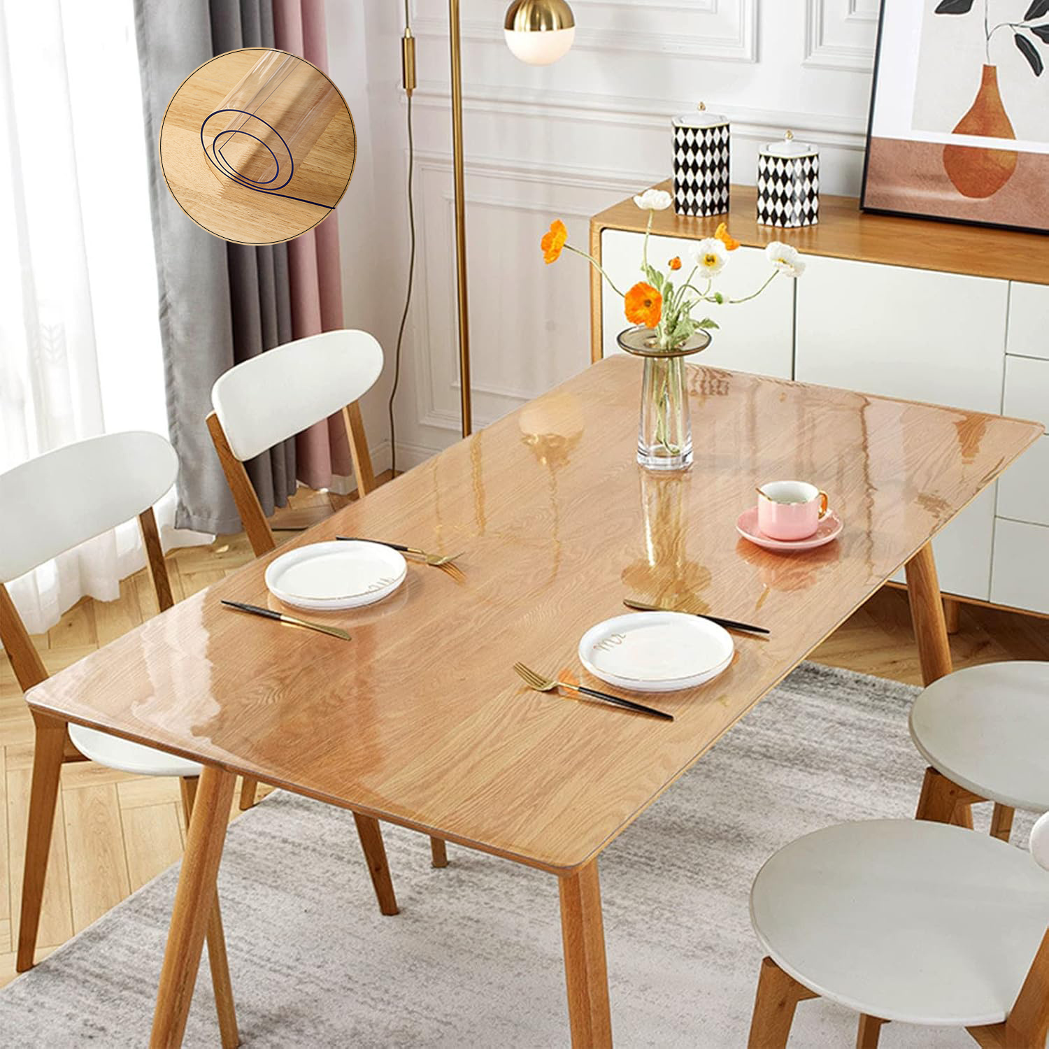 TEMU Transparent Desktop Protector, 2.0mm Thick High Quality Pvc Plastic Desktop Cover, Suitable For Durable Table Mats In Restaurants, Kitchens,