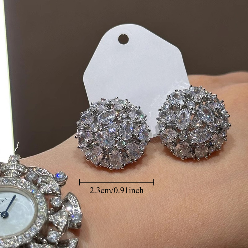 Women's Multi-layer Inlay Flower Cluster Stud Earrings