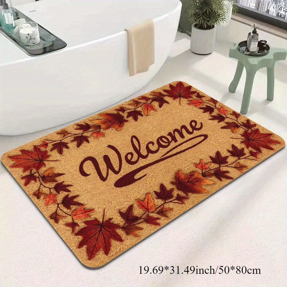 TEMU A Welcome Mat Shaped Like An Autumn Leaf, Suitable For The Bathroom, This Rectangular Rug Is Perfect For The Living Room, Bedroom, Bathroom,