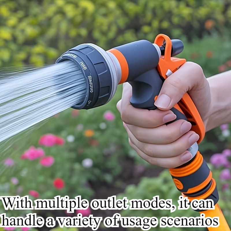 Pistola de agua de jardín de alta presión de 1 pieza con boquilla ajustable, multiusos para riego de jardinería, lavado de coches y limpieza de patio. Diseño duradero y ligero, agarre ergonómico antideslizante naranja y , conexión roscada universal para fácil instalación. Adecuada para diversos