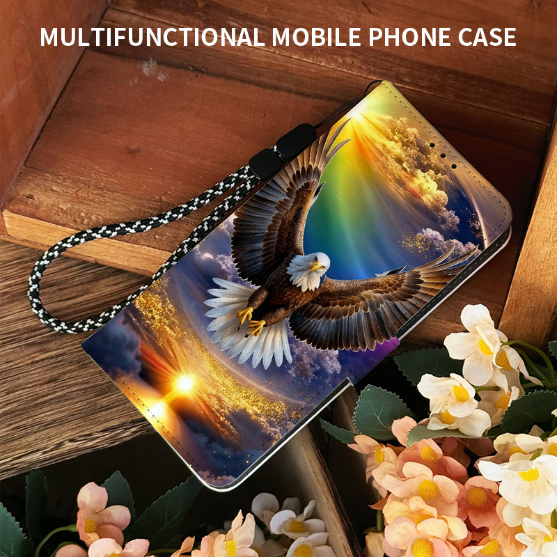 TEMU Phone Case - Eagle Pattern Phone Case Wallet Phone Cover, Compatible With Galaxy A02s Usa Version/ A03 Core/ A03 Eur Version/ A03 Version/ A03s/