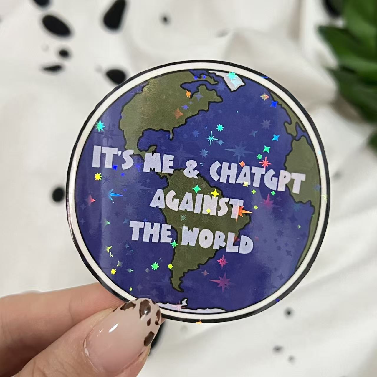 Against The World Sticker| Vinyl Sticker| Funny Ai Sticker| Water Bottle Sticker| Laptop Sticker| Funny Technology Sticker|