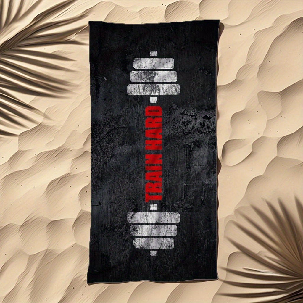 TEMU 1 -pcs Beach Towel Fitness Barbell - Beach Towel For Outdoor Various Festivals, A For Father. Ultra Soft Beach Towel With High-quality Material