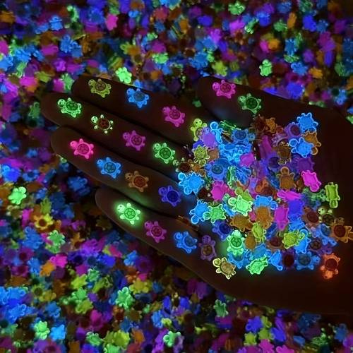 600pcs luminous turtle decorative bead set colorful mini resin turtles suitable for crafts decorative bead art home and car decoration fairy and party gifts