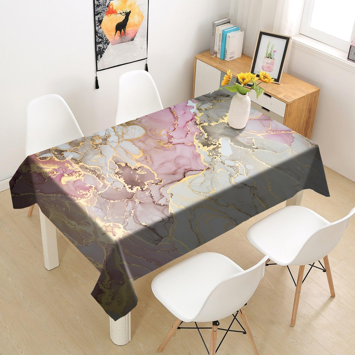 

1pc Marble Texture Tablecloth, Rectangle Design, 100% Polyester, Machine Woven, Solid Color, Rectangle Shape For Home, Outdoor Picnic, Indoor Dining Room Use