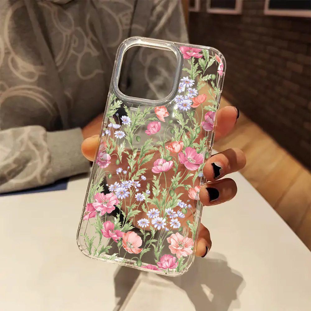 TEMU Phone Case - Charming Floral Coquette Transparent Phone Cover For Iphone 16, 11, 15, 14, 13, 12 Pro - Adorable Birthday Presents For Her