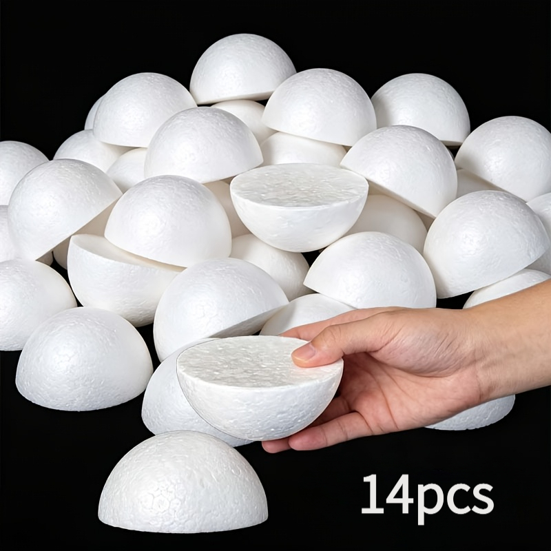 TEMU 14pcs Solid Polystyrene Half-sphere Foam Set, Floral Arrangement Fixed Foam Base, Decorative Foam For Party Scene Layout, Wedding Window Display