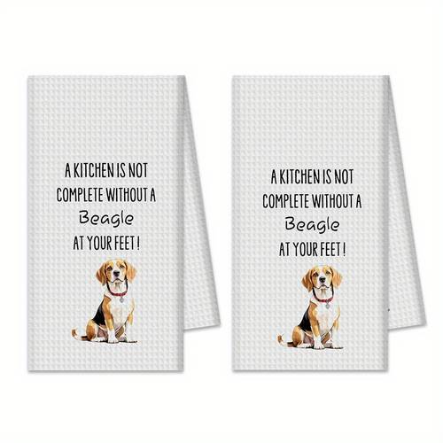 item picture a set of two kitchen and bathroom towels featuring a of beagle dogs perfect as a holiday gift for fun towels used as hand towels dishcloths or cleaning rags measuring 18x26 inches