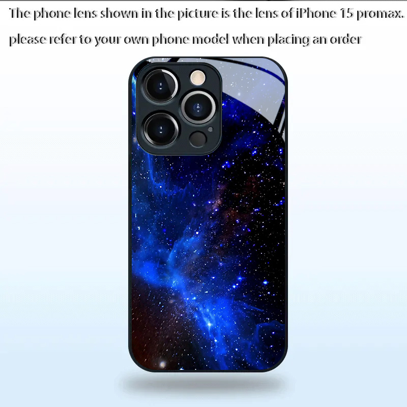 TEMU Starry Universe Nebula Pattern Tempered Glass Phone Case For Iphone 17, 17 Pro, 17 Pro Max, Iphone 16, 16 Pro, 16 Pro Max, Iphone 15, 15 Pro, 15