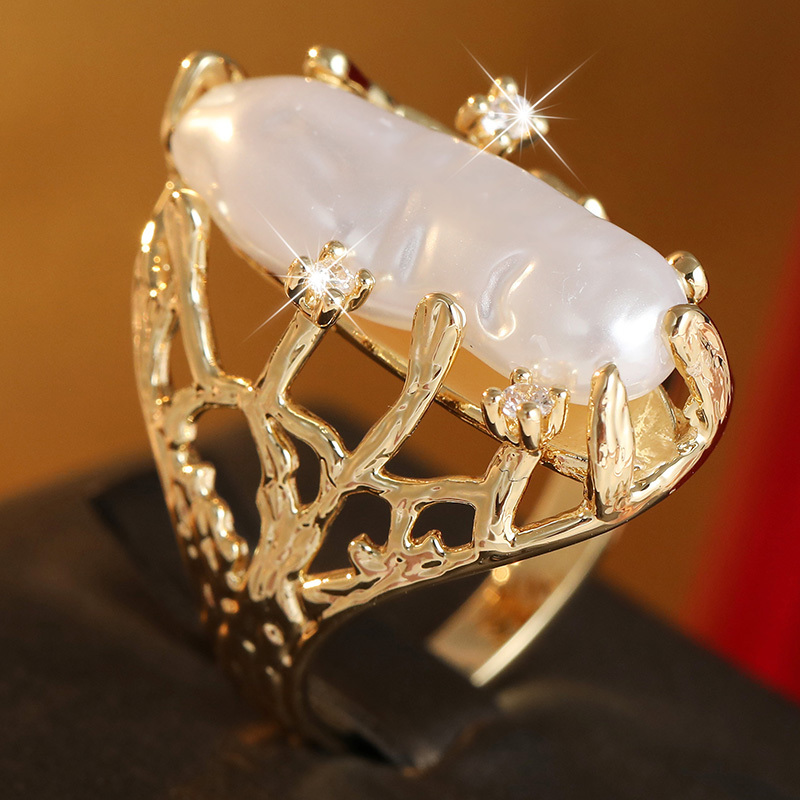 Women's Vintage Golden Long Statement Ring, Elegant Gift