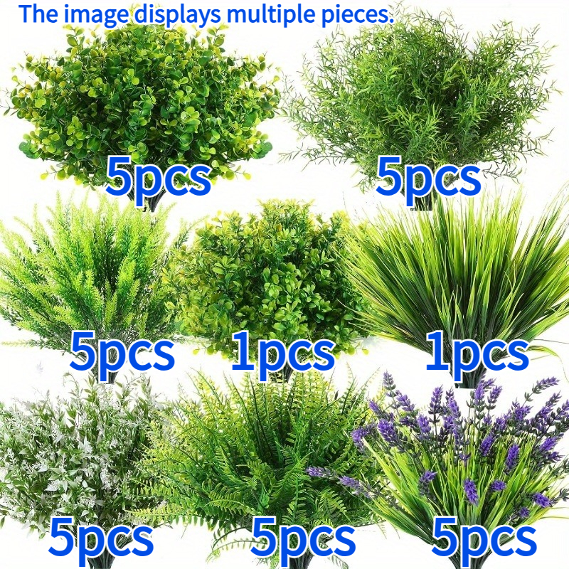 Image of 32pcs Synthetic Plant Set, Uv-resistant Faux Shrubs. Bulk Plastic Shrubs Flowers, Ideal For Outdoor Vases, Farmhouse Garden Decor, Wedding Arrangements, And Home Decoration