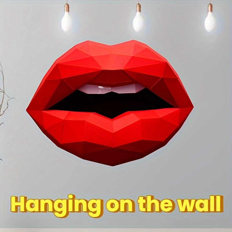 

A 3d Paper Of : A Unique Wall Decoration For A Lipstick Cosmetics Store, Featuring An Geometric Origami Design That A Creatively Sexy Lip-shaped Wall Art.