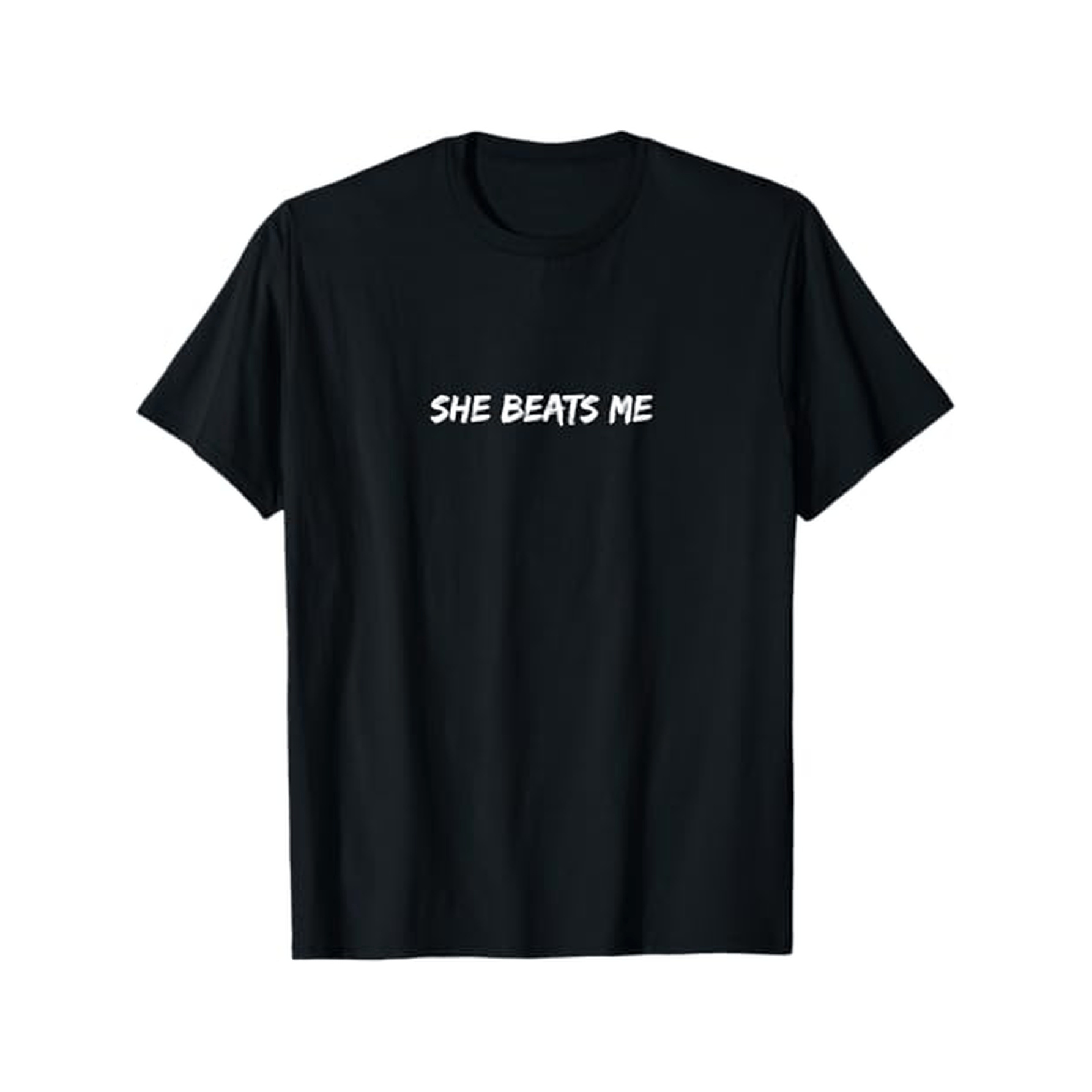 

1pc "she " Casual Cotton T-shirt, Crew Neck, , Slight Stretch Knit Fabric, Printed Humor Joke Tee For Adults