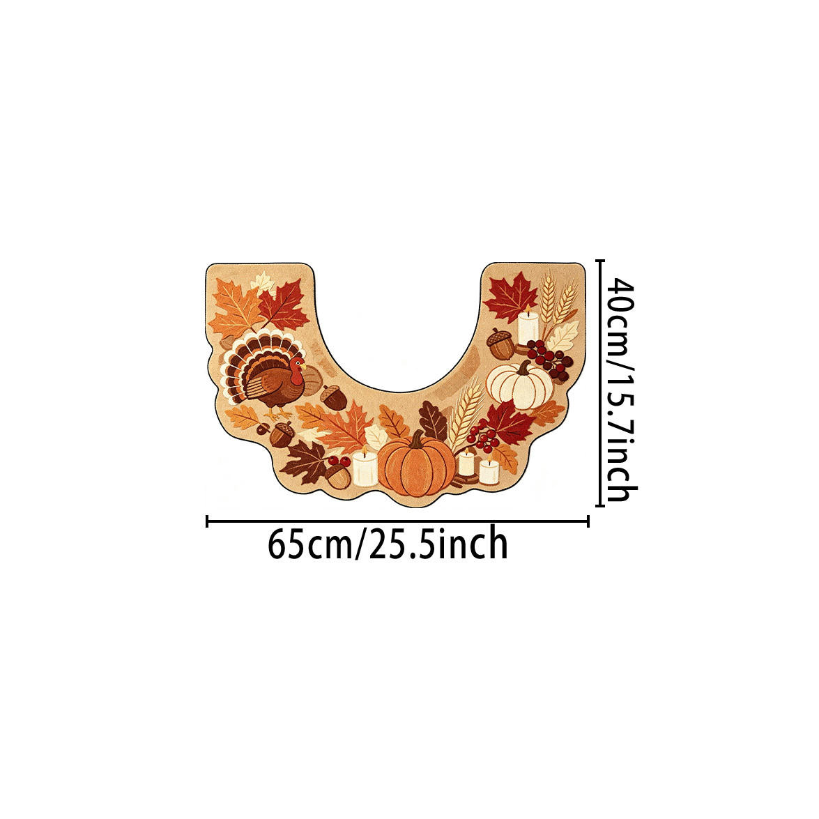 TEMU 1pc U-shaped Toilet Floor Mat Suitable For Bathroom Rug With Non-slip Plastic Backing, Thick Soft Warm Brown (turkey, Pumpkin, Maple Leaf) -