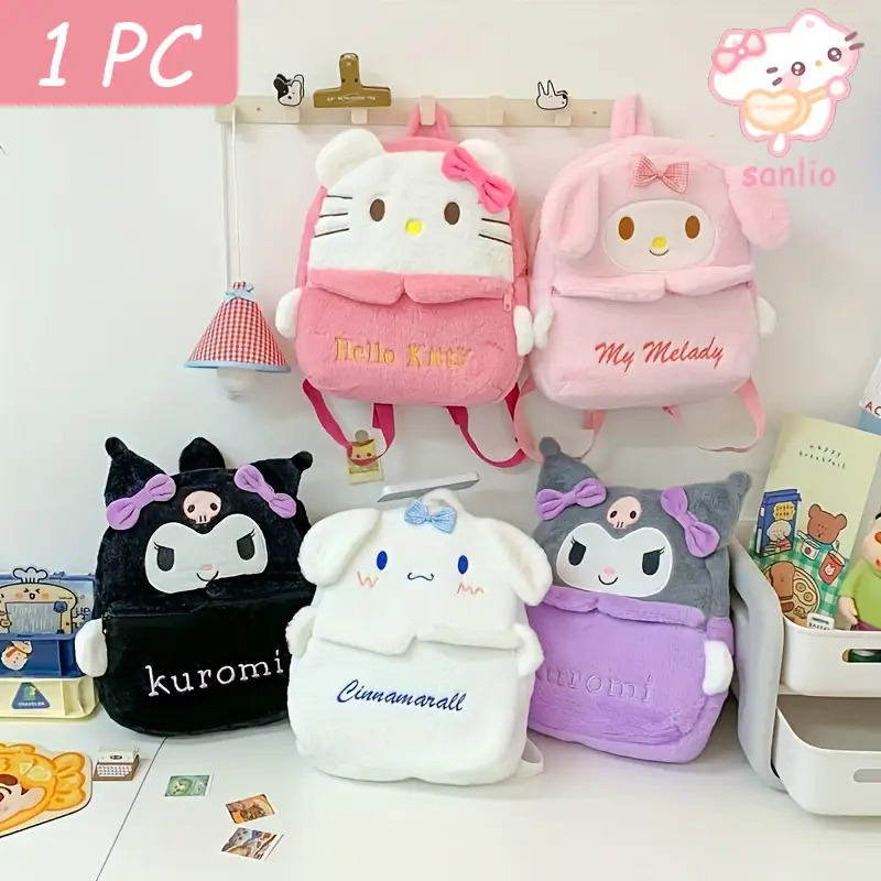 Sanrio for kuromi Backpack - Cute for kuromi Face with Expressive Eyes & Pink Bow, Large Capacity School Bag with Secure Zipper Closure, Lightweight Japanese Anime Backpack for Girls, for Kuromi Collectors Gift for School, Travel