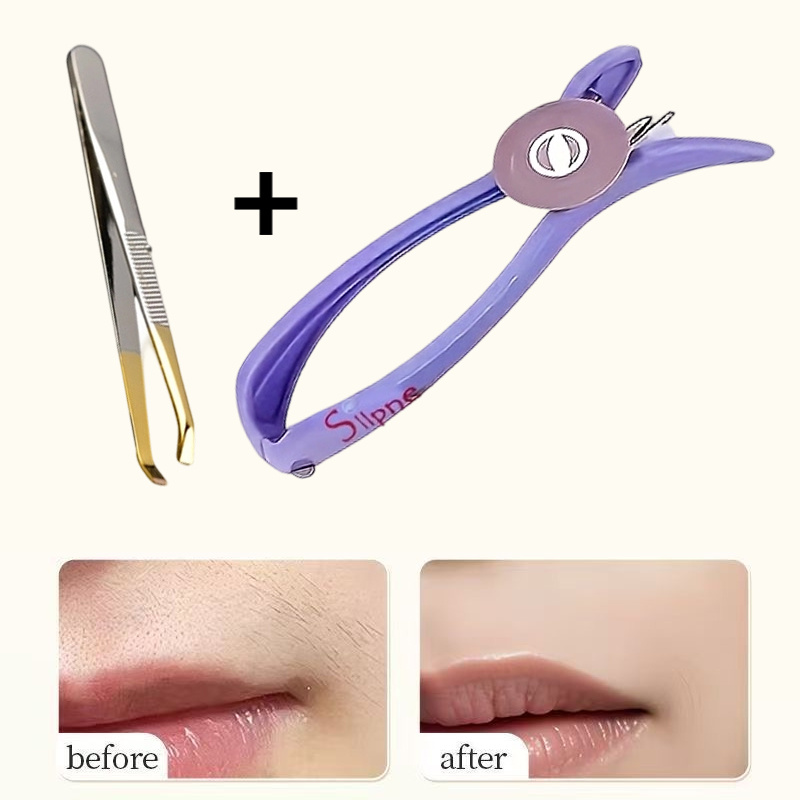 TEMU Juego de 1 depilador con 1 pinza, pinza depilatoria de con cordón de , depilación facial para mujeres, para recortar de cejas, mejillas y ,