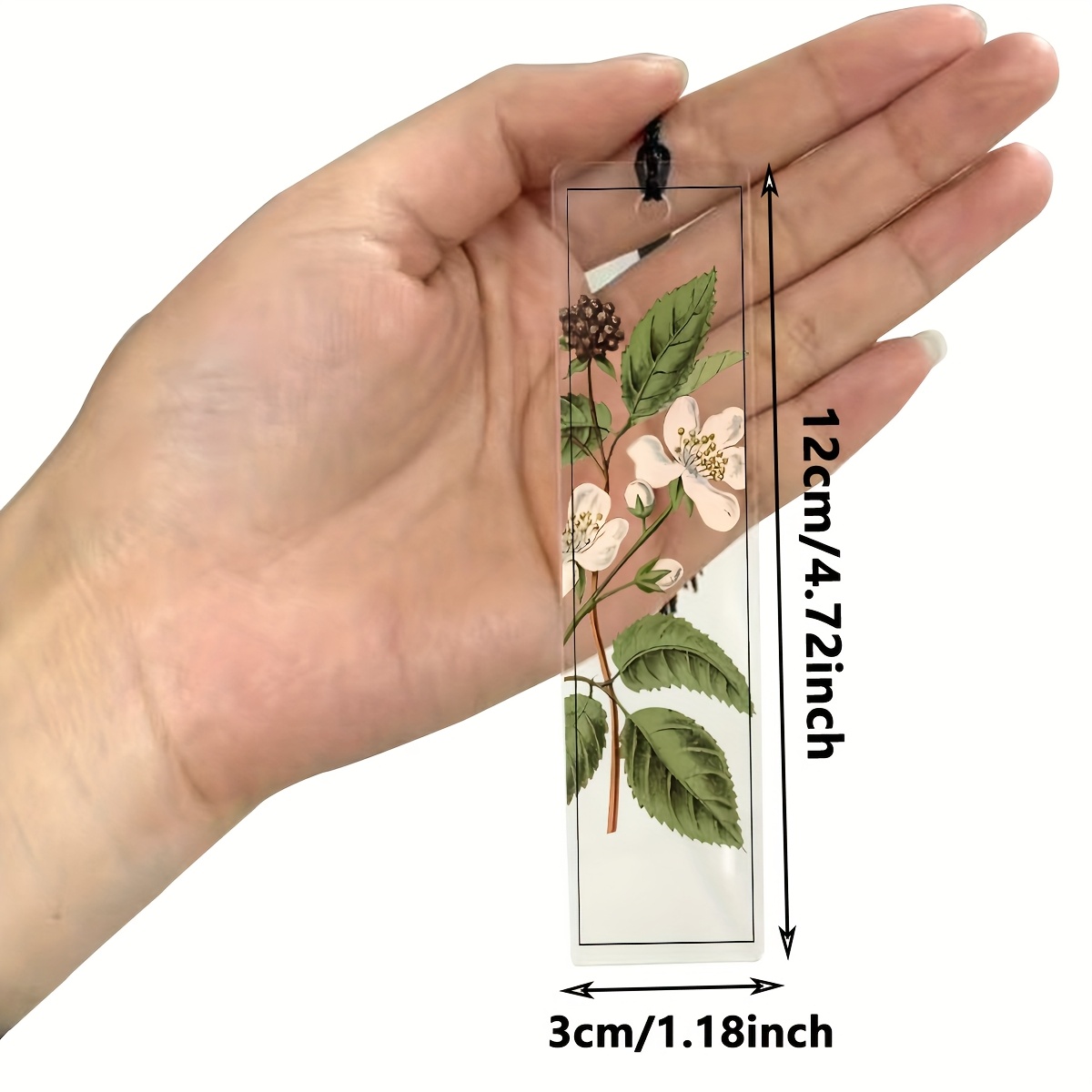 TEMU 1pc Of Acrylic Transparent Bookmarks, Featuring Floral Vintage Designs, With A Black Tassel, Suitable For Reading Enthusiasts And Makes A Great