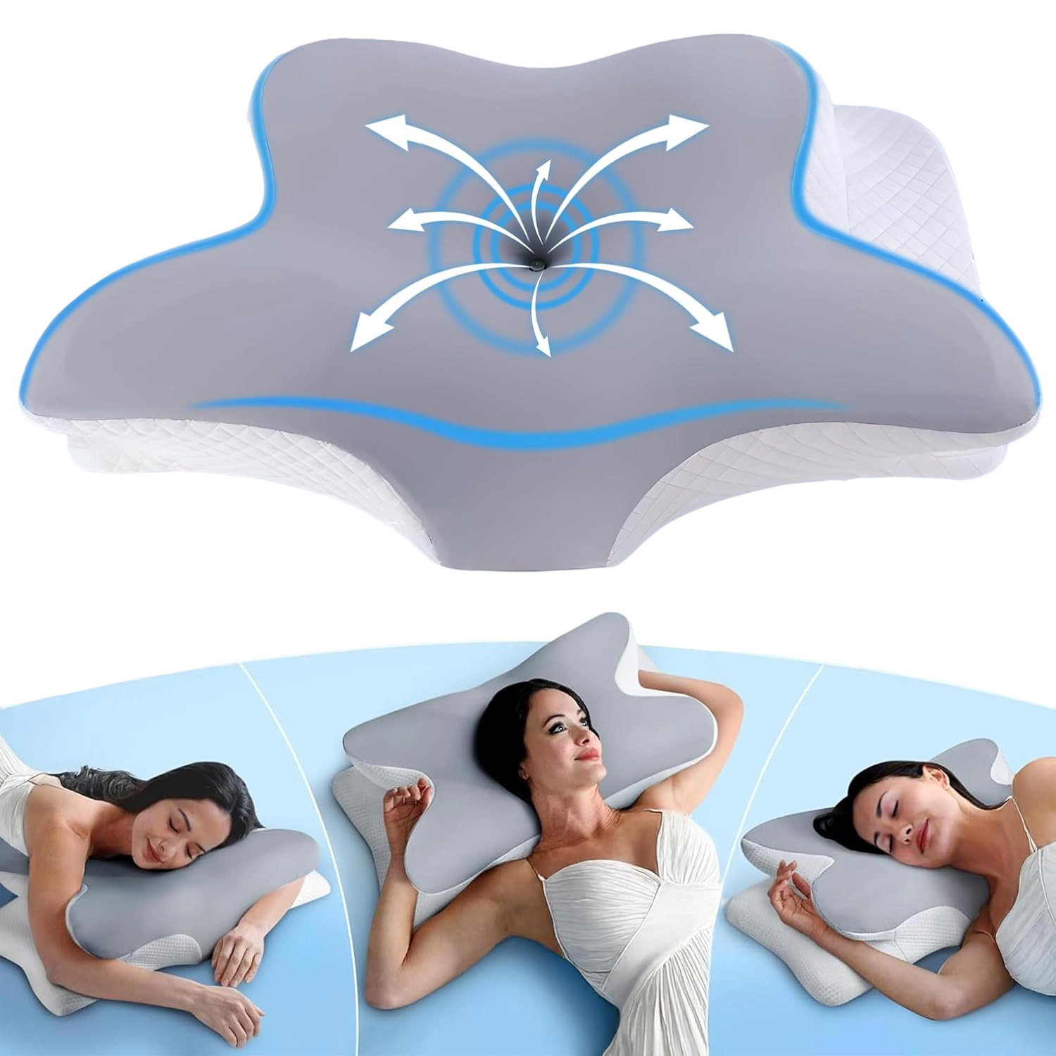 Cervical Pillow For Neck And Shoulder, Contour Pillow, Ergonomic Neck Support Pillow For Side Back Stomach Sleepers With Pillowcase