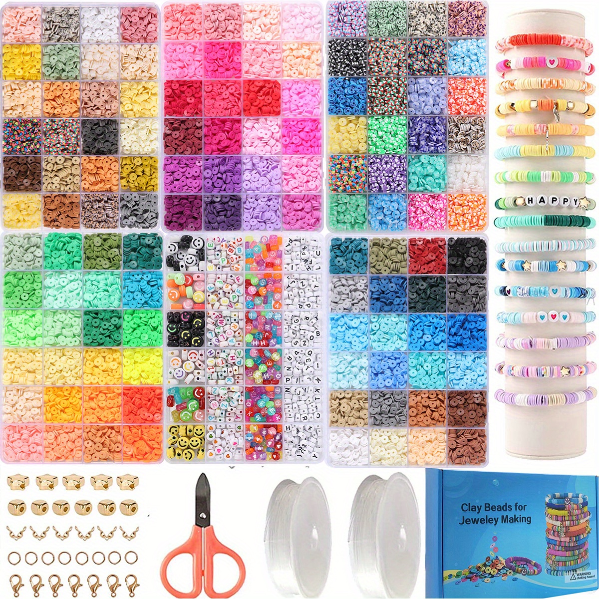 13500pcs clay beads bracelet making kit polymer beads spacer heishi beads jewelry kit with elastic strings crafts for birthday