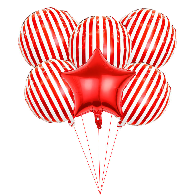 6pcs Red And White Striped Balloons Carnival Balloons Striped Circus Balloons Red And White Theme Party Decorations
