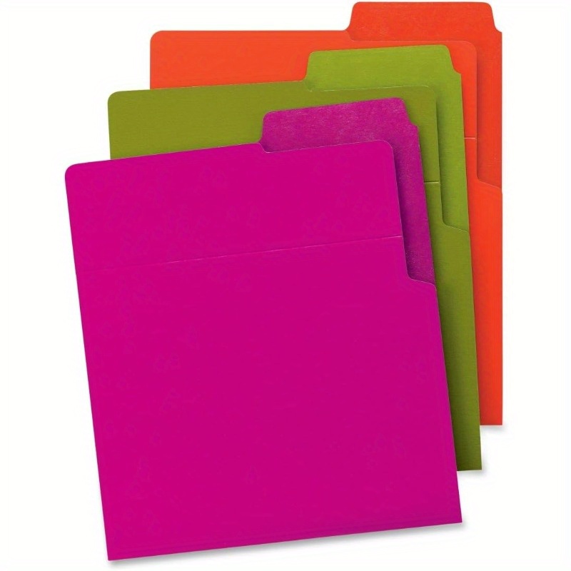 

Heavyweight Vertical File Folders Dual Tabs Letter Size Bright Tones 6 Per Pack 75406