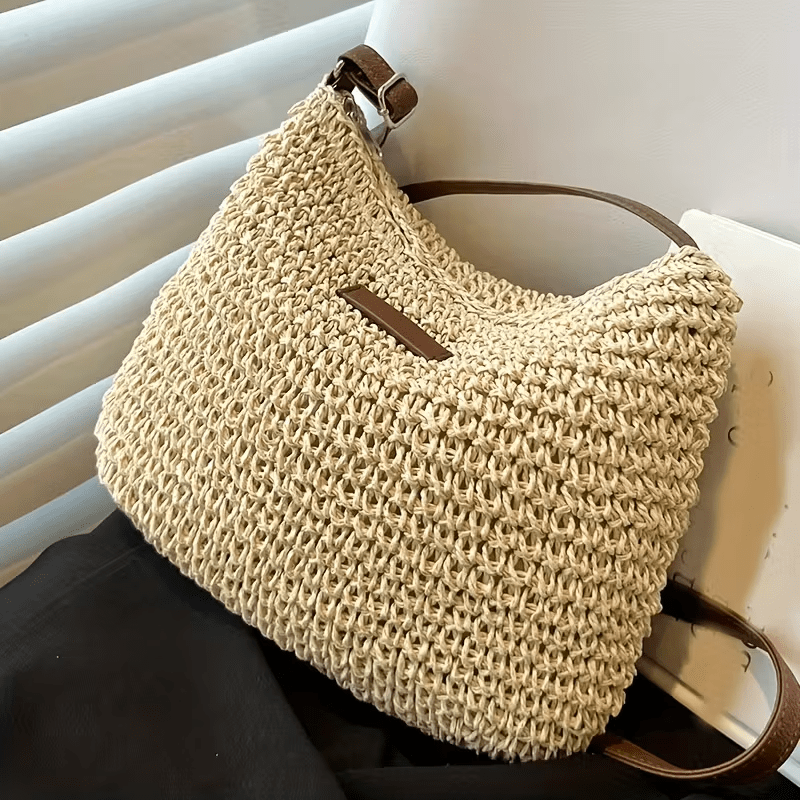 TEMU Summer Rattan Women's Crossbody Bag Beach Bag Women's Shoulder Straw Bag, Suitable For , Shopping, Commuting, Travel, And Vacation