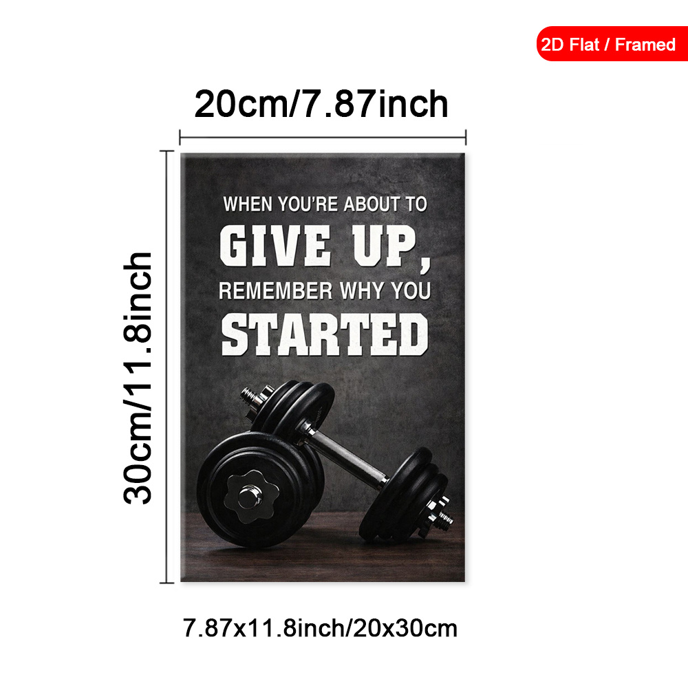TEMU 2d Flat, 2d Flat, 1pc Framed Motivational Wall Art, Gym Inspiration Canvas Paintings, Fitness Quote Wall Arts, Modern Art Prints Decorations,