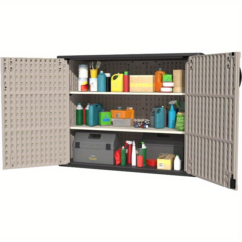 26 Cubic Feet Plastic Outdoor Storage Shed That Is Lockable And Waterproof, Designed for Storing Garden Tools, Garbage Cans, And Pool Supplies, Beige Color, Shelves Not Included