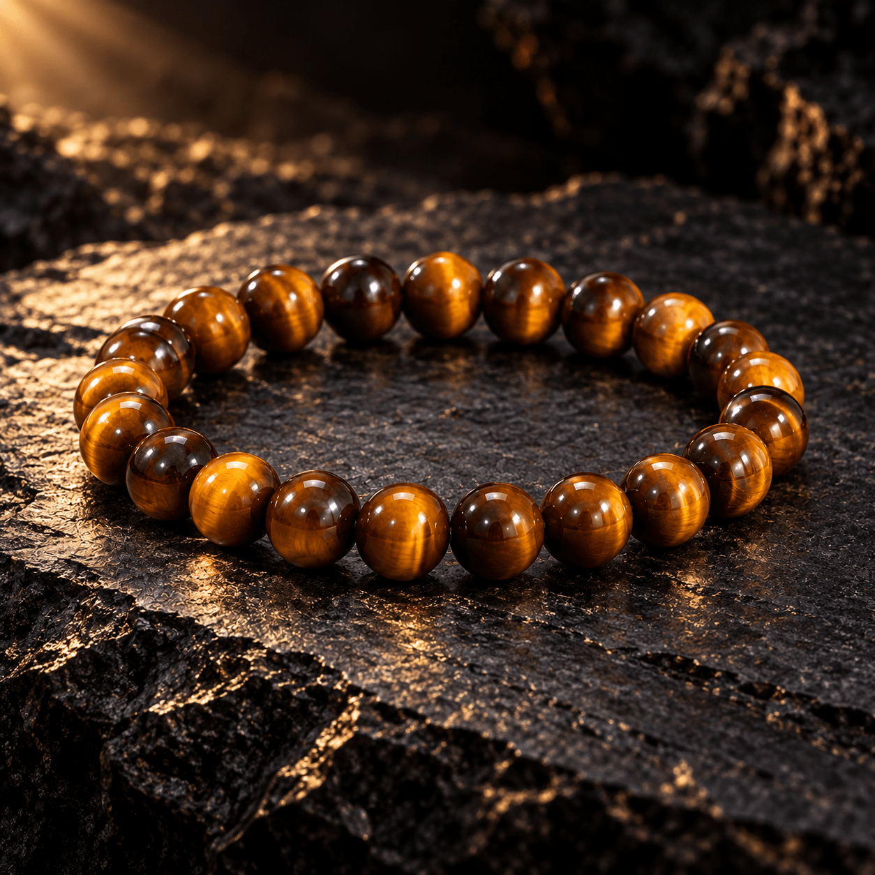 4pc Fashion Tiger Eye Beaded Bracelet Set, Unisex