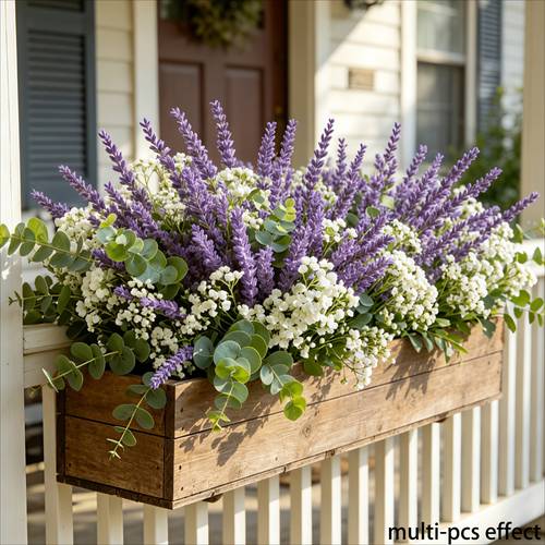 Artikelbild 36-teiliges künstliches outdoor-simulationsblumen-set für frühling/sommer, lila lavendel weißer atem, uv-beständiges blumenarrangement, romantischer künstlicher blumenstrauß für den außenbereich im floralen thema – premium-pflanzendesign, lichtbeständiges künstliches grün