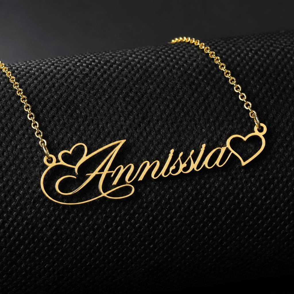 Women's Golden Plated Name Heart Necklace