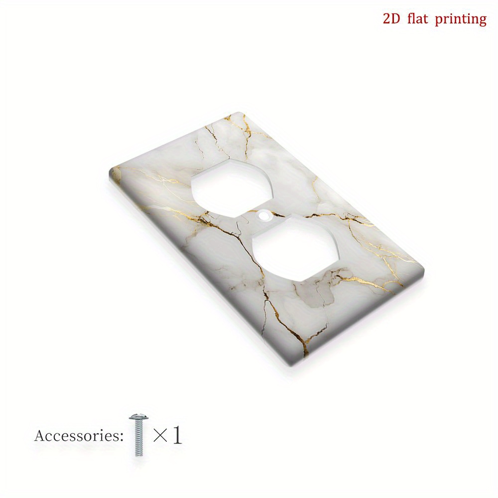 TEMU 1pc [Impression Plate 2D] Plaque de Commutateur Décorative Humoristique Marbre Blanc avec Veines Dorées pour Murs, Cuisine, Salle de Bain et