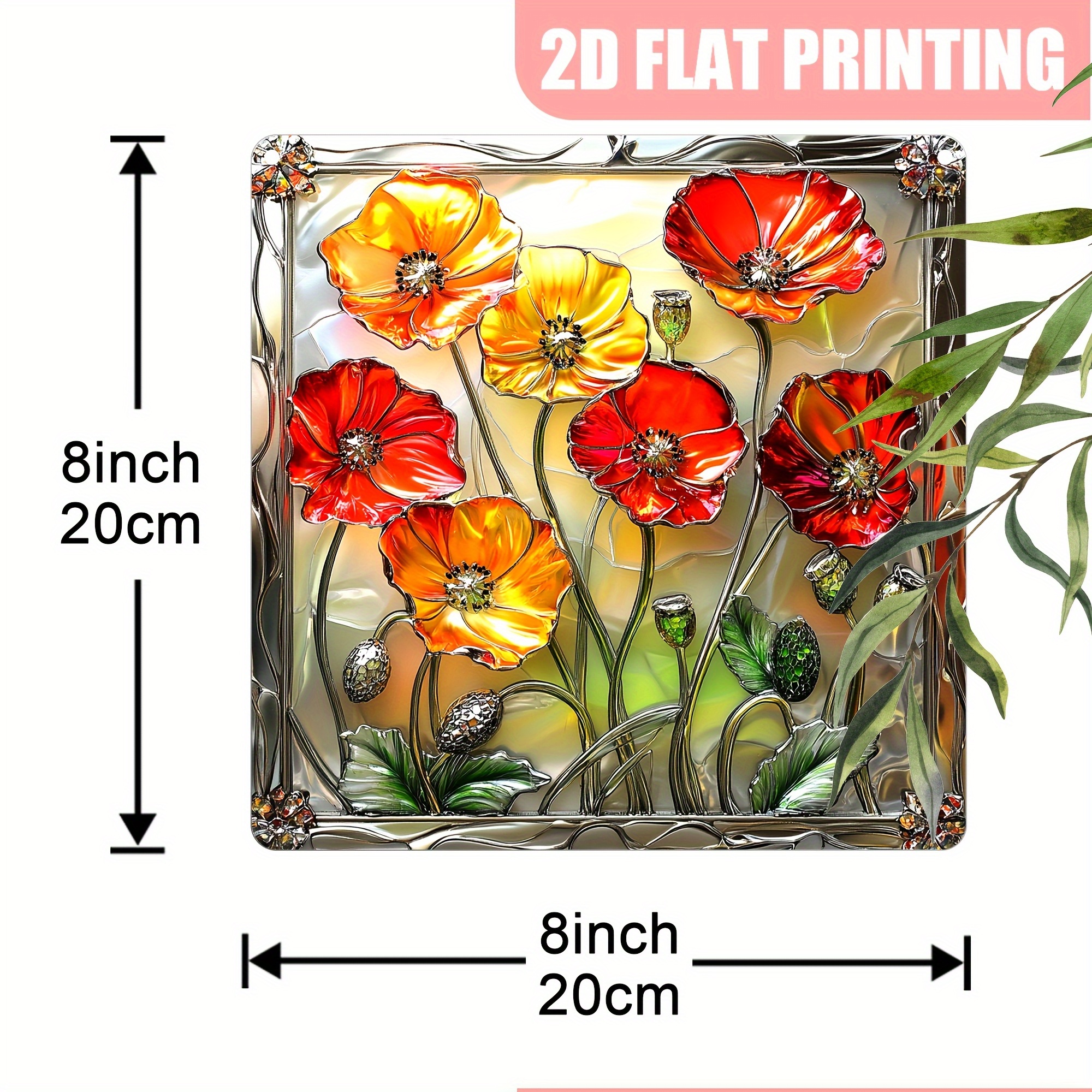 TEMU 2d Flat - A 2d Plane - A Colorful Glass Sun Catcher, Measuring 8.0x8.0 Inches, Makes A Perfect Gift For Housewarming Or Anniversaries. It's An