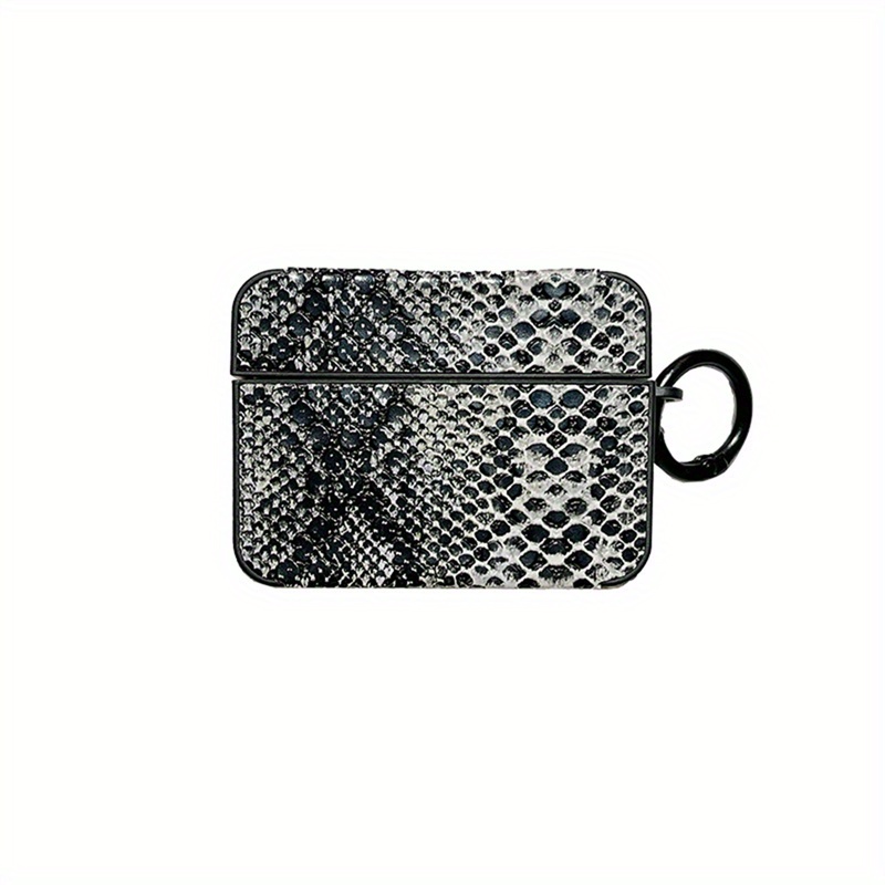 TPU Protective Case for Apple for airpods 4/4 Noise Reduction, Pro/Pro2 Compatible, Simple Solid Color Snake Skin Pattern, for New 4th Gen/New 3rd Gen Wireless Headphones, with Keychain Hook