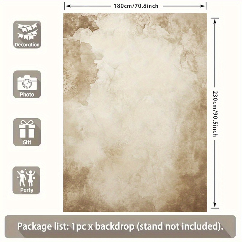 Abstract Watercolor Photography Backdrop, Beige & White Marble Design