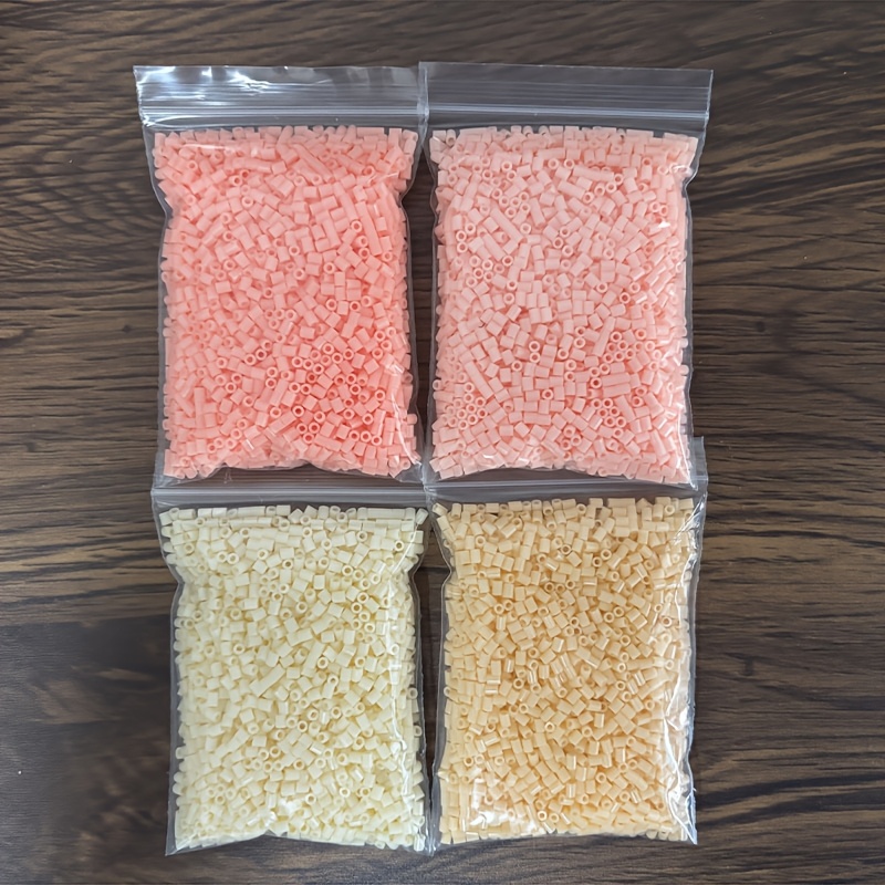 TEMU 4 Bags (8000pcs) Large Hole Mini Beads - 2.6mm Suitable For Making, Pixel Art & Puzzle Crafts - Colorful Plastic Beads With Pre- Holes For