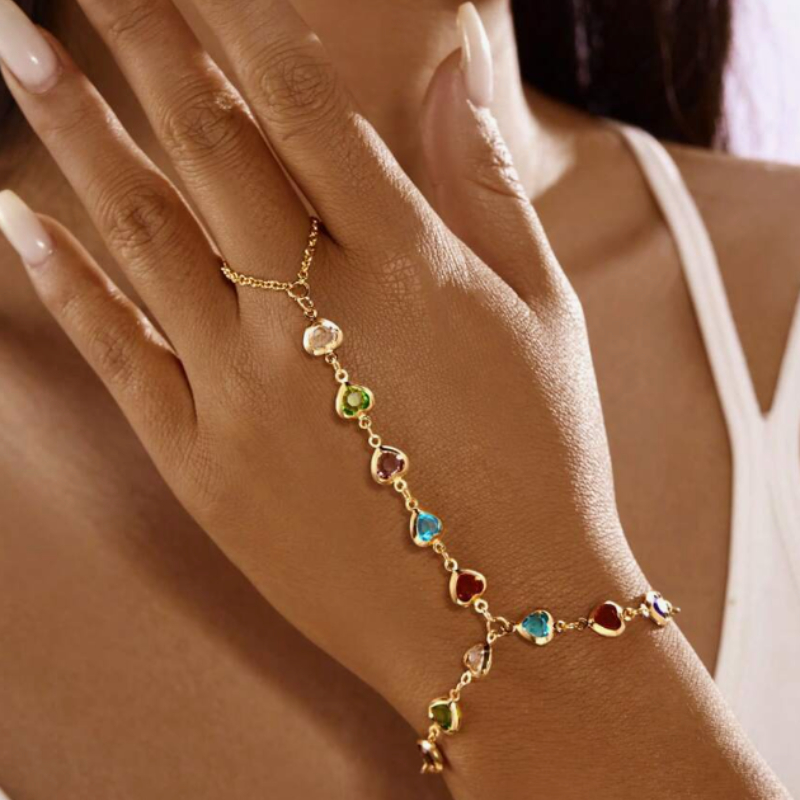 TEMU Bracciale da donna in stile vintage oro, elegante e minimalista con un design unico, caratterizzato da una catena a dito collegata adornata con