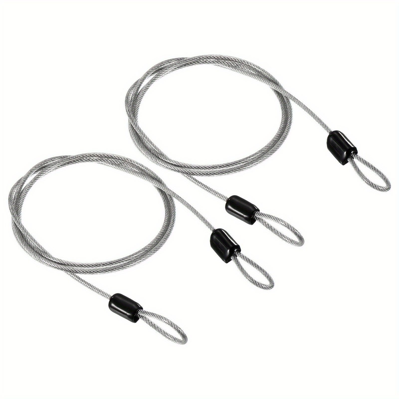 E-shop 2 Stück 2,5 mm x 1 m Sicherheits-Stahlseil beschichtetes Gepäckschloss-Seil mit W-Schlaufe transparent