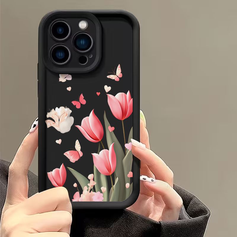 item picture phone case gao zhu hei tulip   pattern suitable for iphone 17 16 15 14 13 12 11 xs xr xs   8 plus pro max se