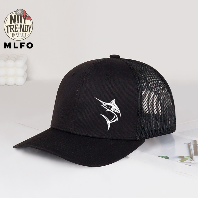 TEMU 1pc Mlfo Print Trucker Hat - Adjustable Snapback Baseball With Fish, Lightweight Breathable Mesh Suitable For Fishing, Camping, Travel, Gift For