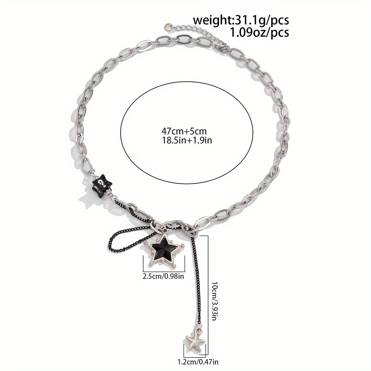 TEMU 1pc Collar con Borlas de Estrella, Diseño Versátil y Único, Cadena de Acero Titanio que Desvanece para Uso