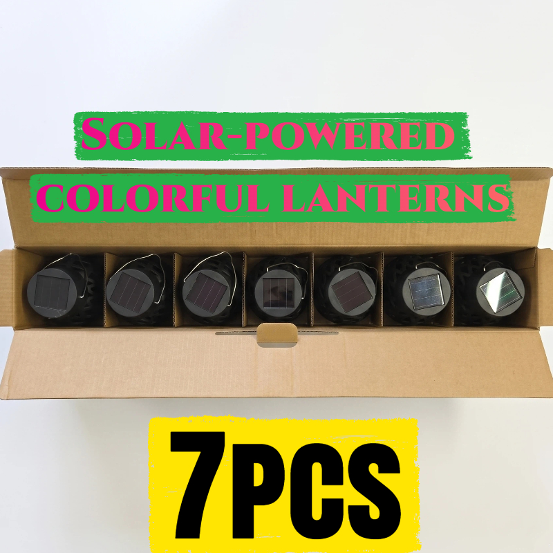 TEMU 7pcs Lampe de Porche à Flamme Colorée 2-en-1 à Énergie Solaire, Lumière Décorative à Flamme Couleurs d'Extérieur, Projecteur Photo de de Jardin