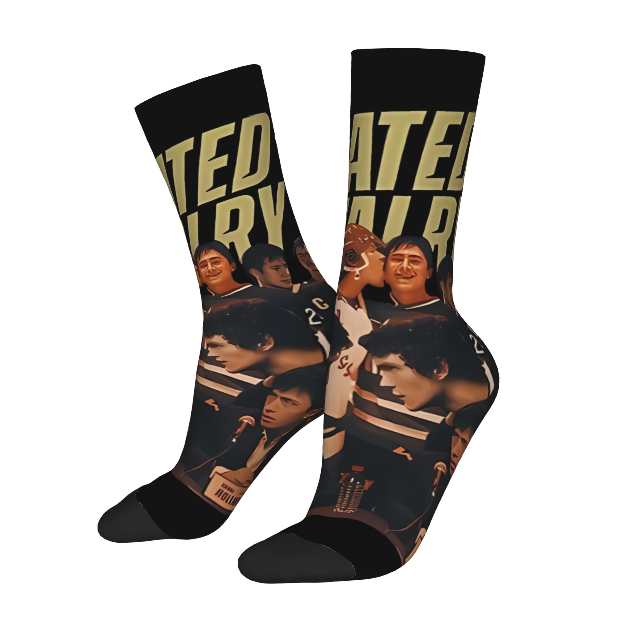 TEMU 1 Pair Hip Hop Vintage Heated Rozanov Hollanov Shane Ho Crazy Men's Compression Socks Unisex Harajuku Seamless Printed Funny Novelty Sock
