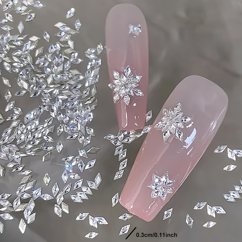 TEMU 150/350 piezas de accesorios para uñas sintéticas transparentes de 3 mm, piedras de strass blancas brillantes para de uñas, perfectas para